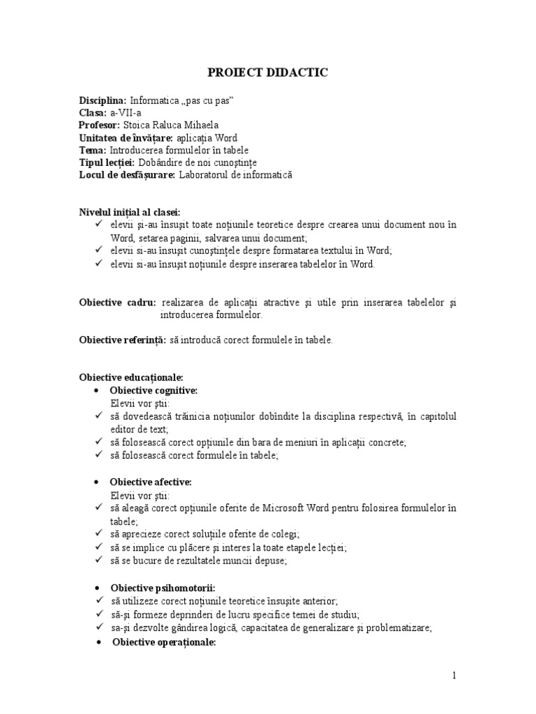 Proiect Word | PDF