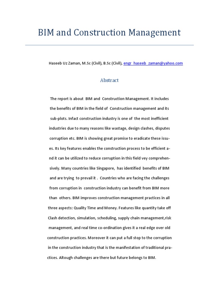 BIM's Impact on Construction Management | PDF | Building Information ...