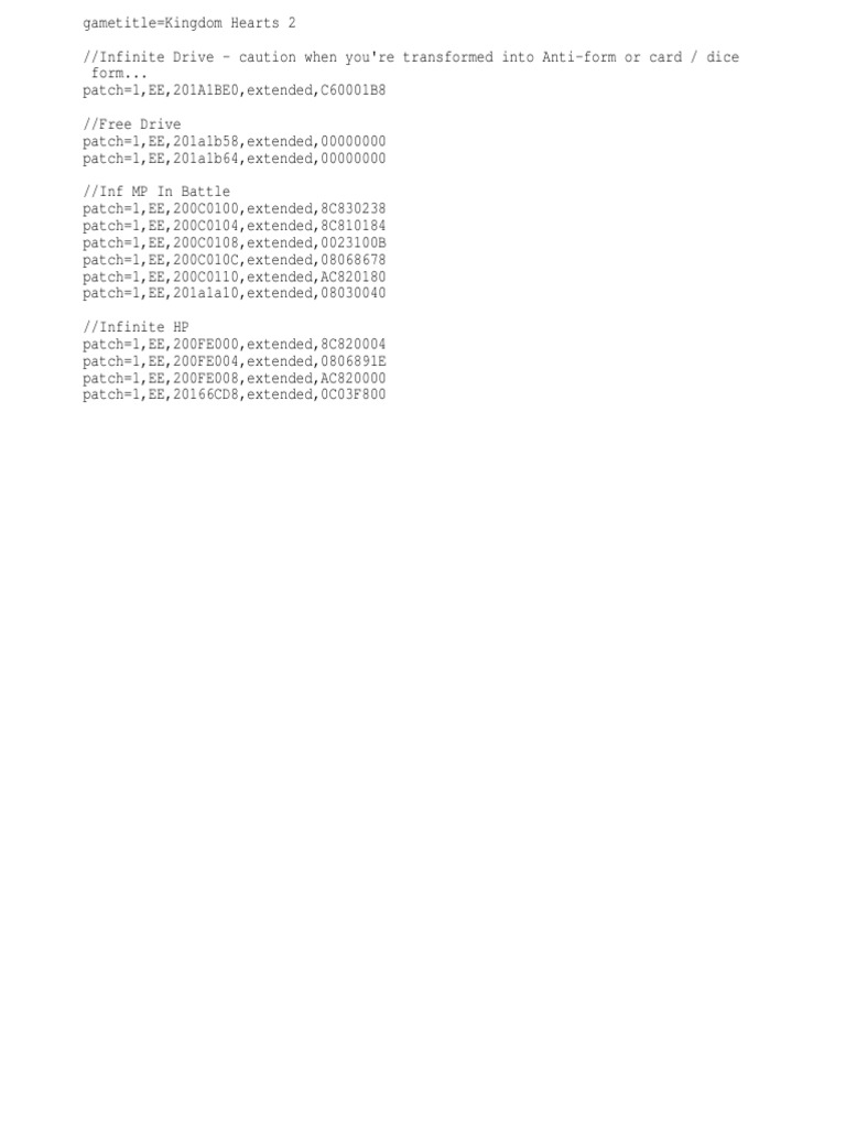 Kingdom Hearts 2 Cheat Codes Guide | PDF