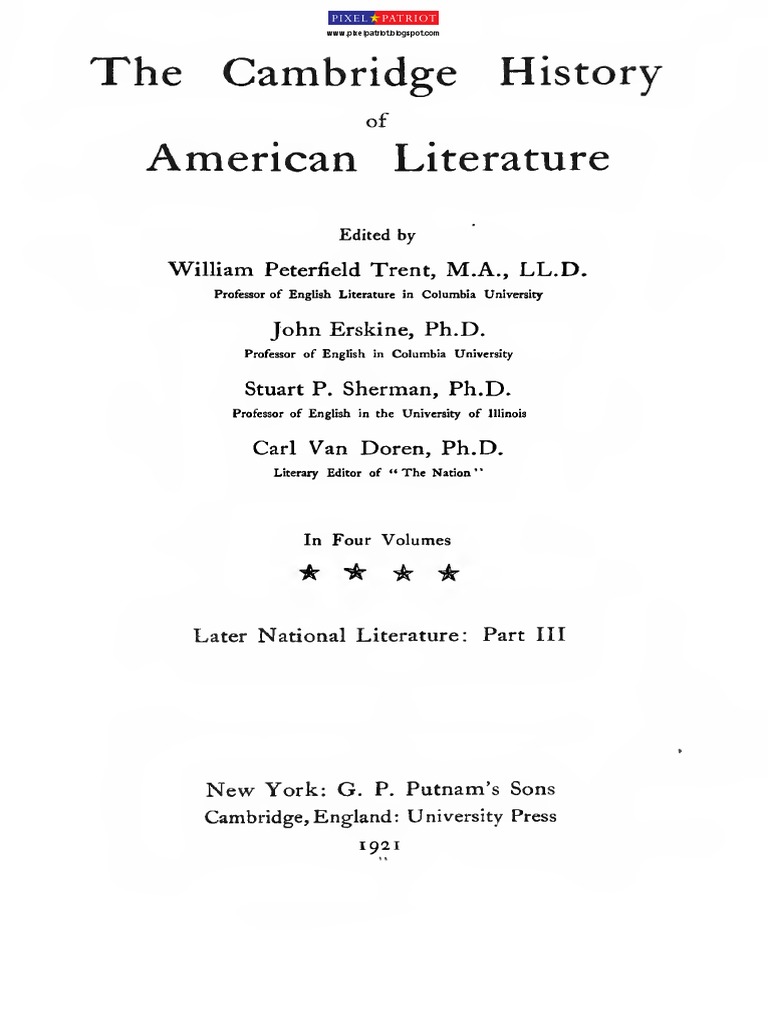 😎 The cambridge history of english and american literature pdf. The