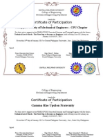 Certificate of Participation: Philippine Society of Mechanical Engineers - CPU Chapter
