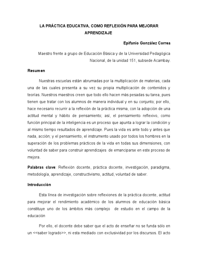 La Practica Docente y La Reflexión | PDF | Complejidad | Conocimiento