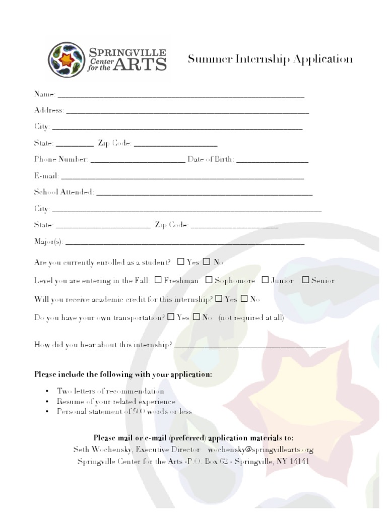 Springville App PDF Internship Job Hunting