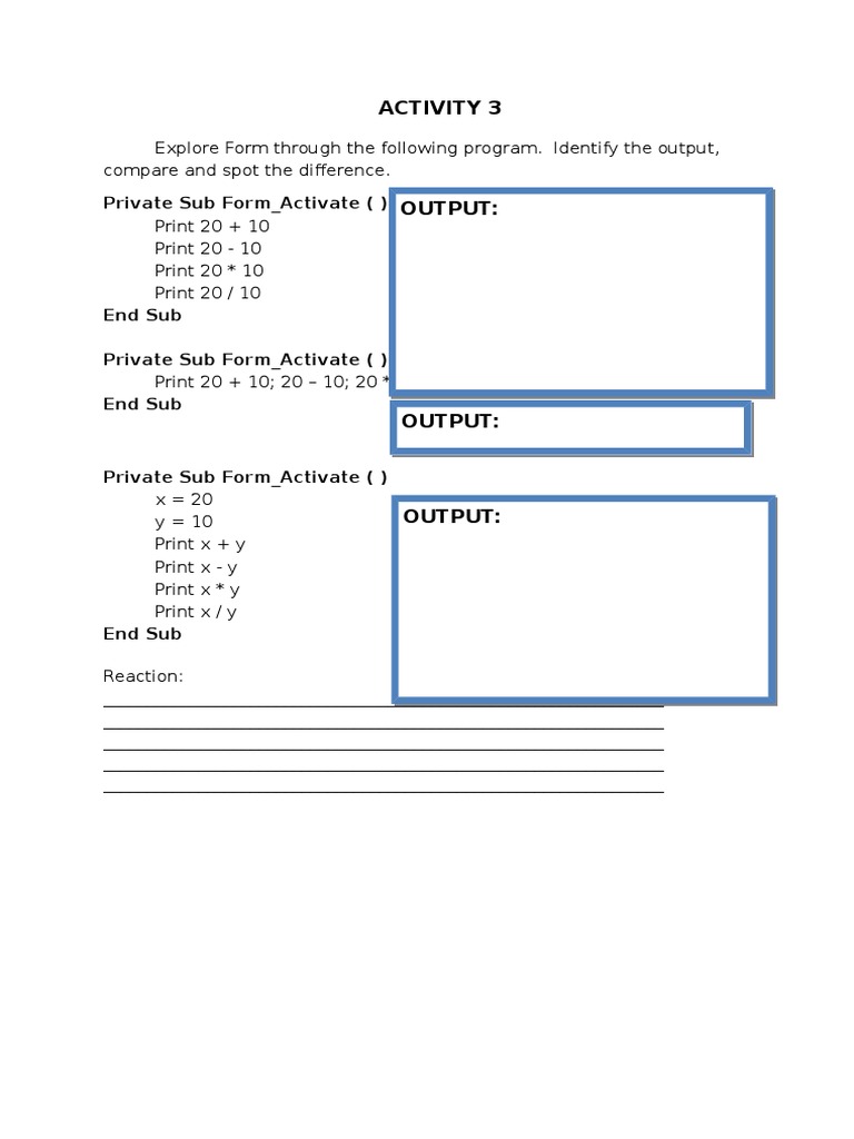 Exploring Form Output in Programming | PDF | Finance & Money Management ...