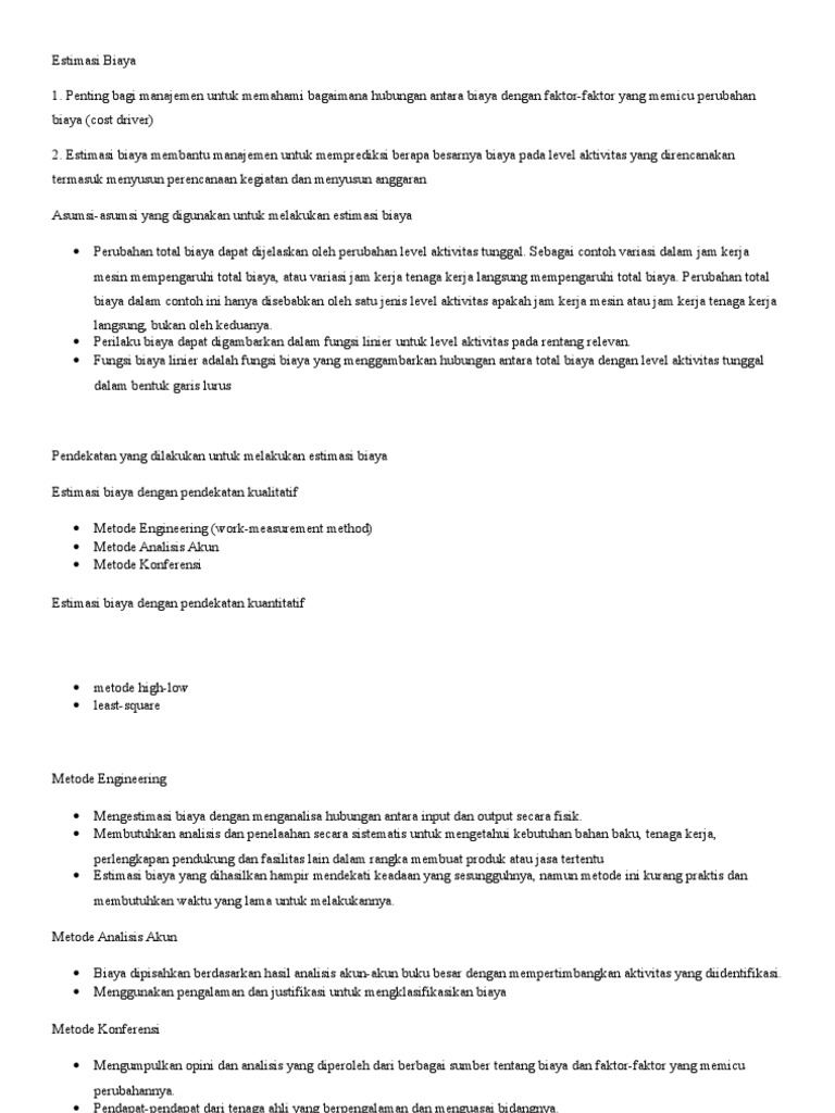 Estimasi Biaya