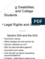 Learning Disabilities, ADHD, and College Students - Legal Rights and Issues