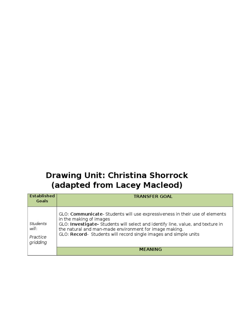 drawing unit plan grade 7 Drawing Mural