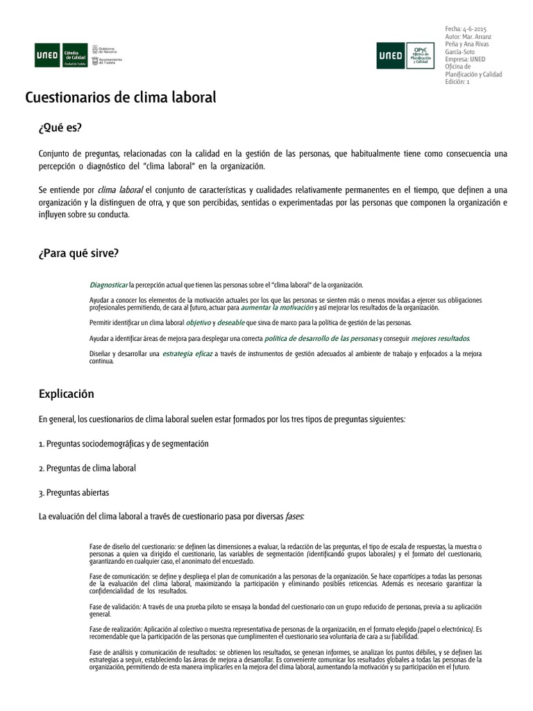Cuestionario Clima Laboral Pdf