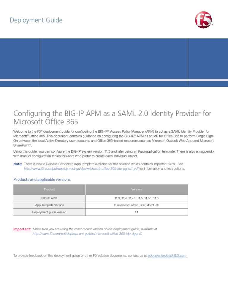 Microsoft Office 365 IdP Deployment Guide | Active Directory | Transport  Layer Security