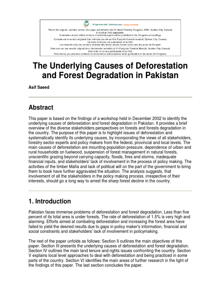 deforestation in pakistan research paper
