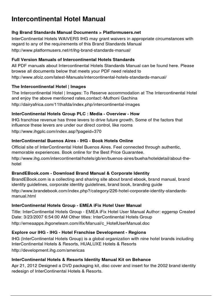 IHG Brand Standards Manual Overview | PDF | Business | Finance & Money ...