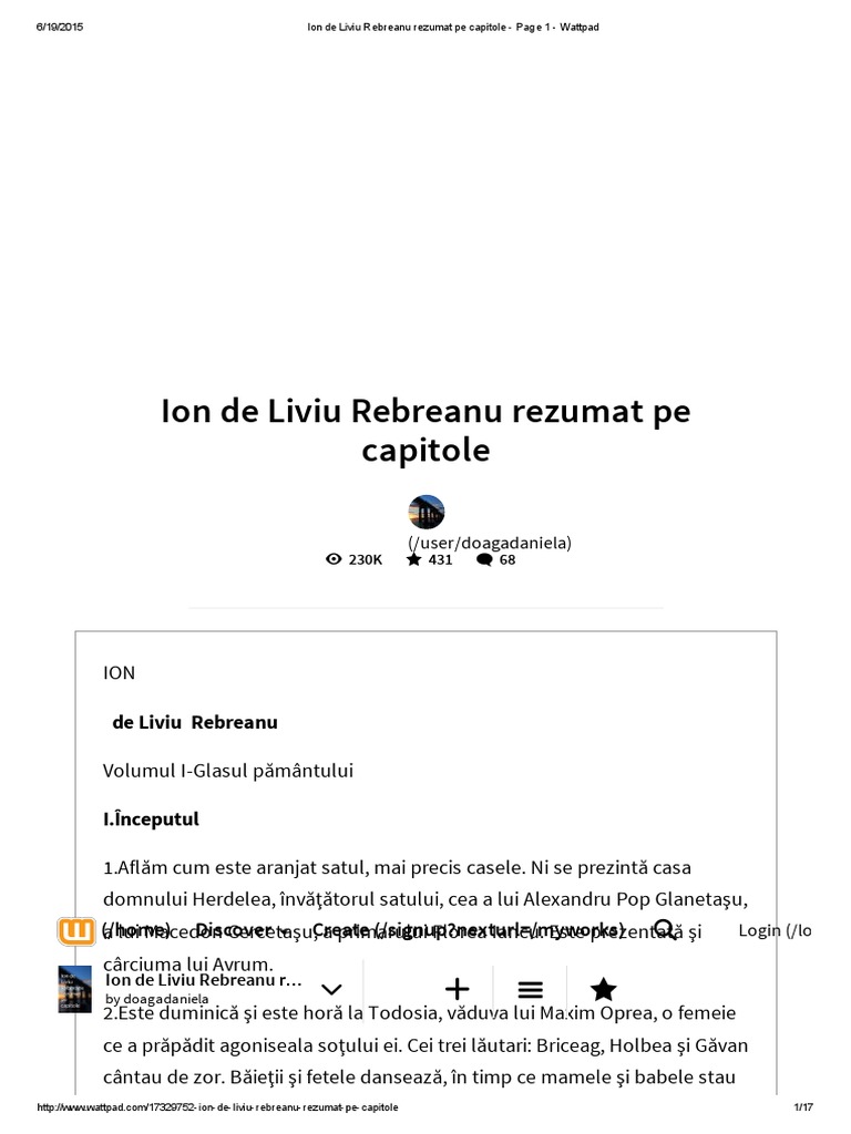 Ion de Liviu Rebreanu Rezumat Pe Capitole