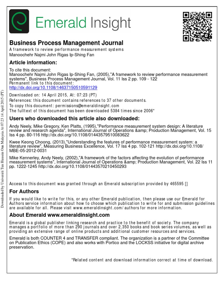 Performance Measurement Review Framework | PDF | Business Process ...