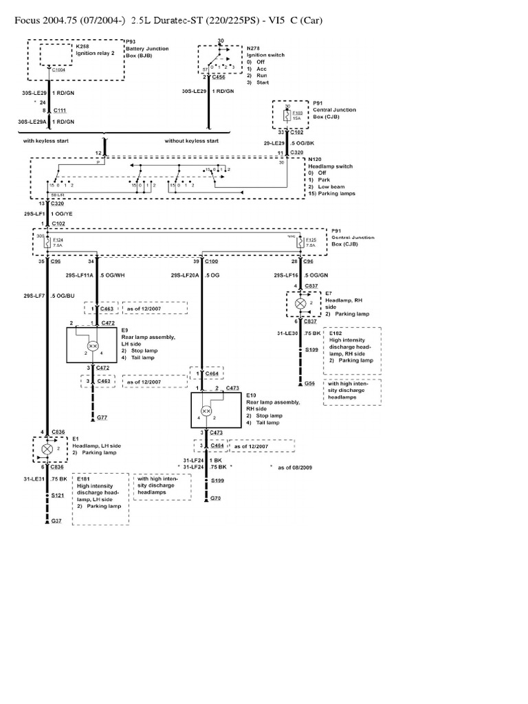 Ford Focus MK2 Headlight Switch Wiring Diagram Vehicles