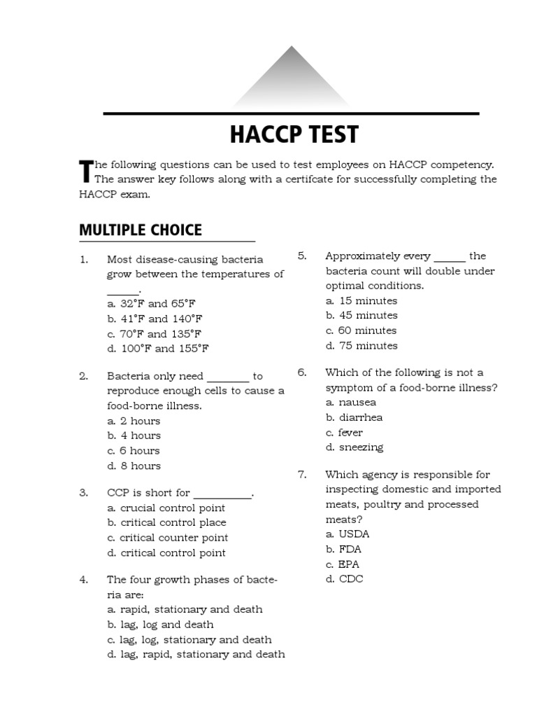 HACCPtest PDF Hazard Analysis And Critical Control Points