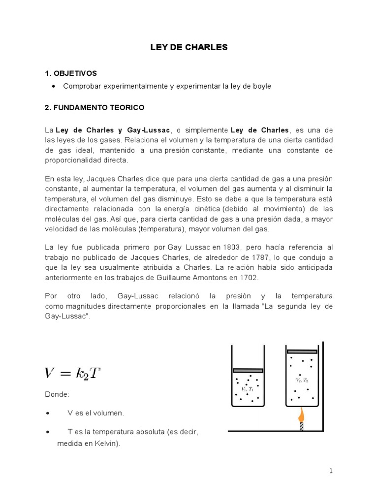 Ley de Charles: Teoría y Experimento | PDF | Ciencia y matemáticas