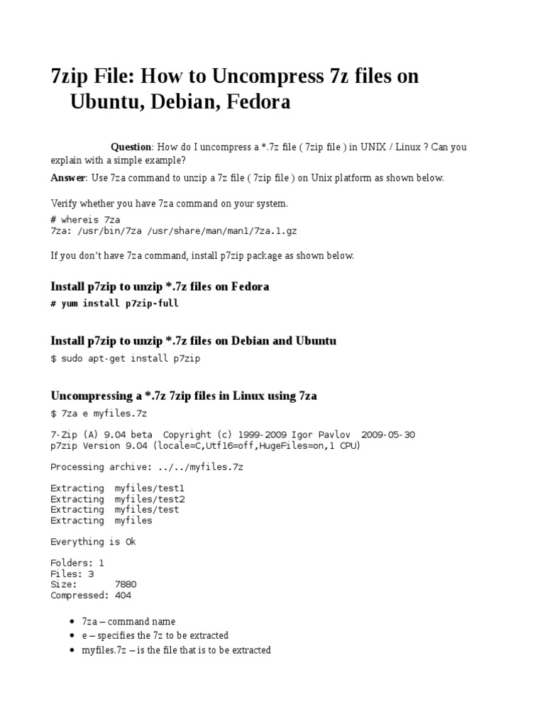 Uncompress 7z Files on Linux Systems | PDF | Computers