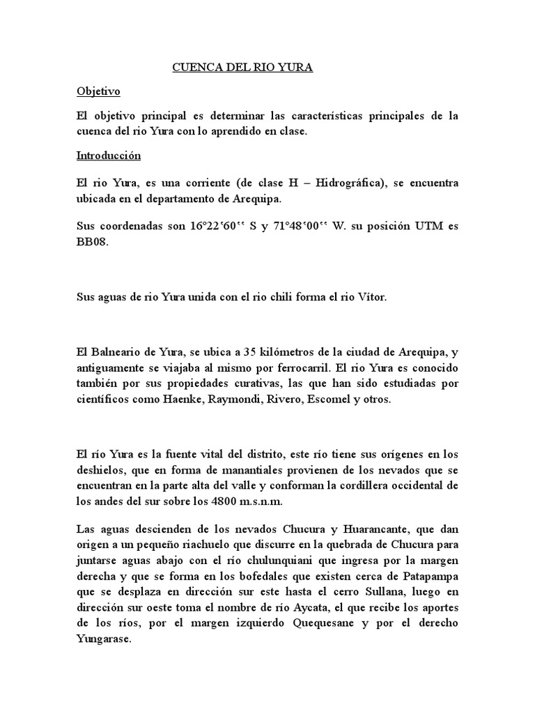 Características del río Yura en Arequipa | PDF | Río | Geografía Física
