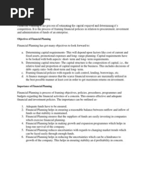 Financial Planning