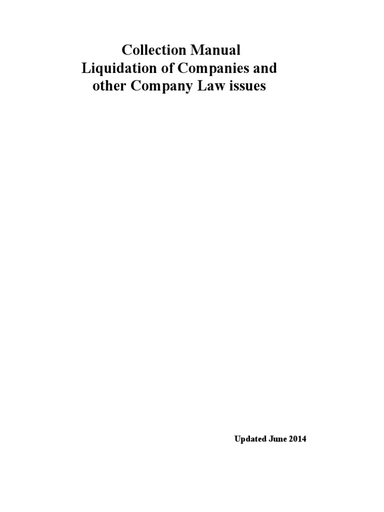 Collection Manual Liquidation of Companies and Other Company Law Issues ...