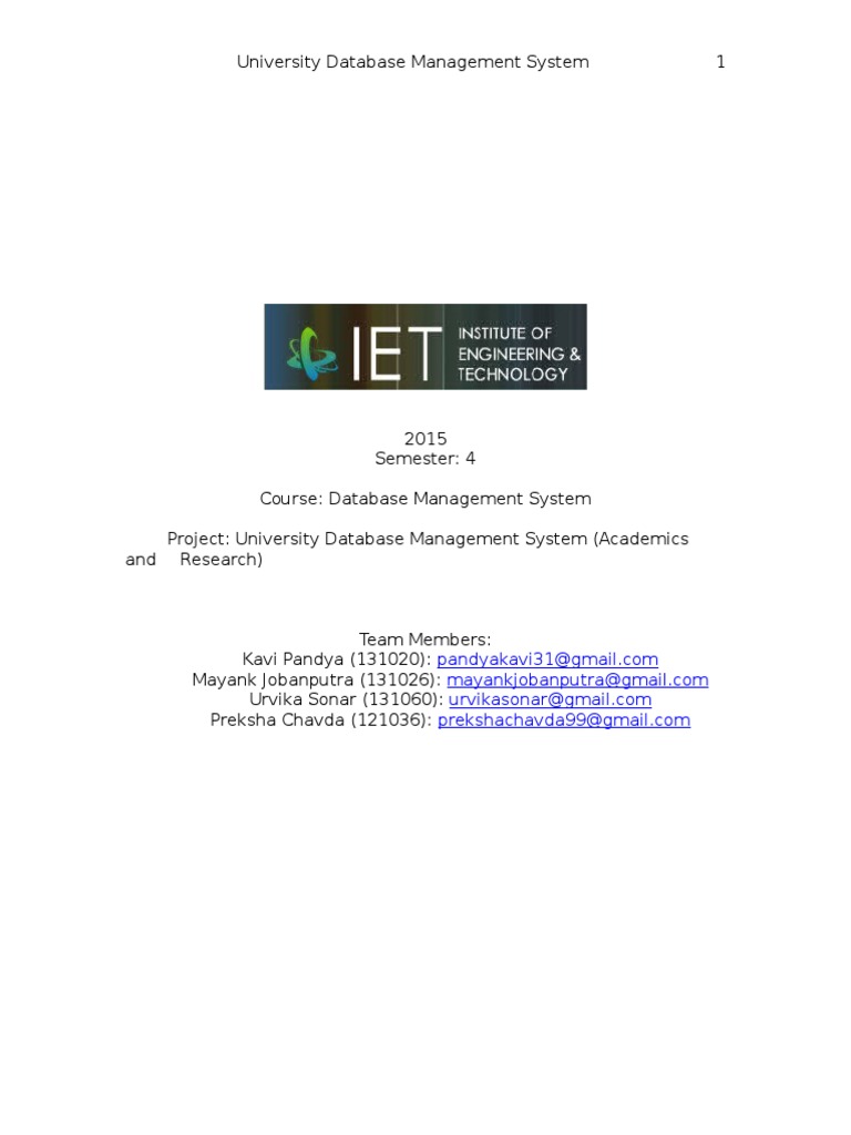 University Database Management System | Information Management | Databases