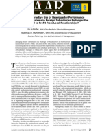 Does The Interactive Use of Headquarter Performance Measurement Systems in Foreign Subsidiaries Endanger The Potential To Profit From Local Relationships?