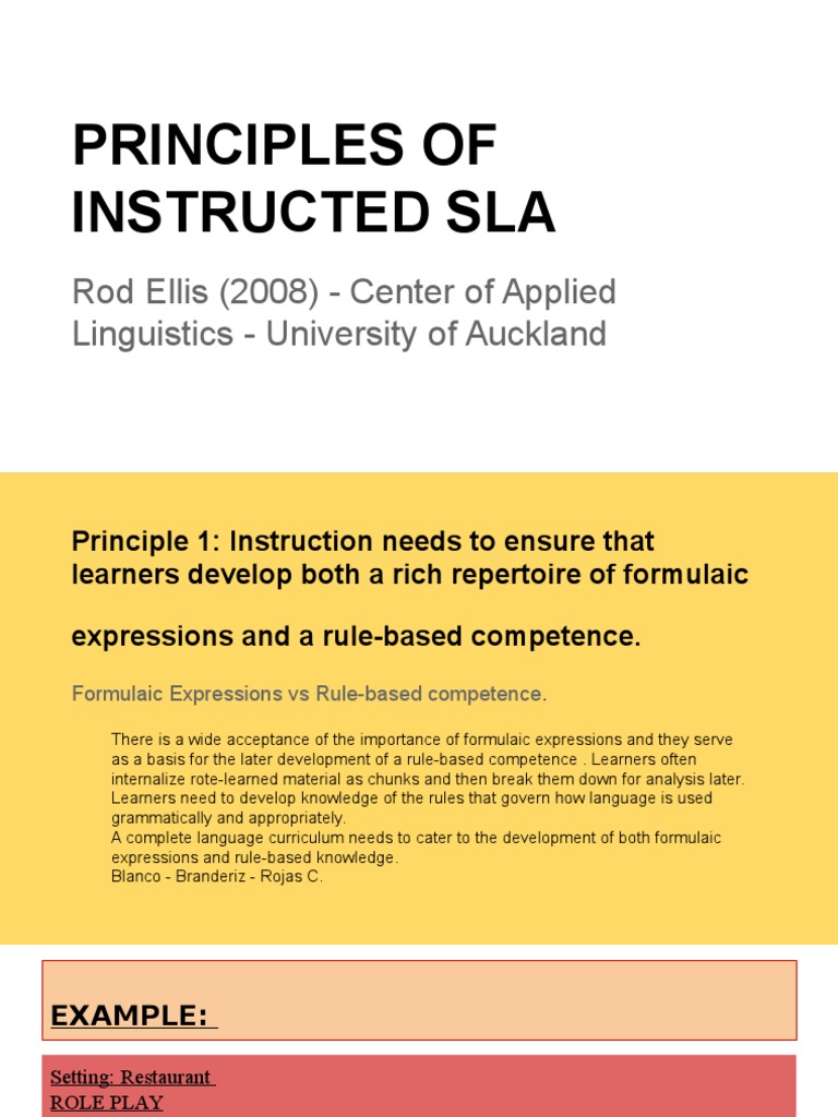 Rod Ellis' Principles of Instructed SLA | PDF | Second Language ...