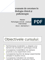 Metode avansate de cercetare in psihologia clinica si psihoterapie 