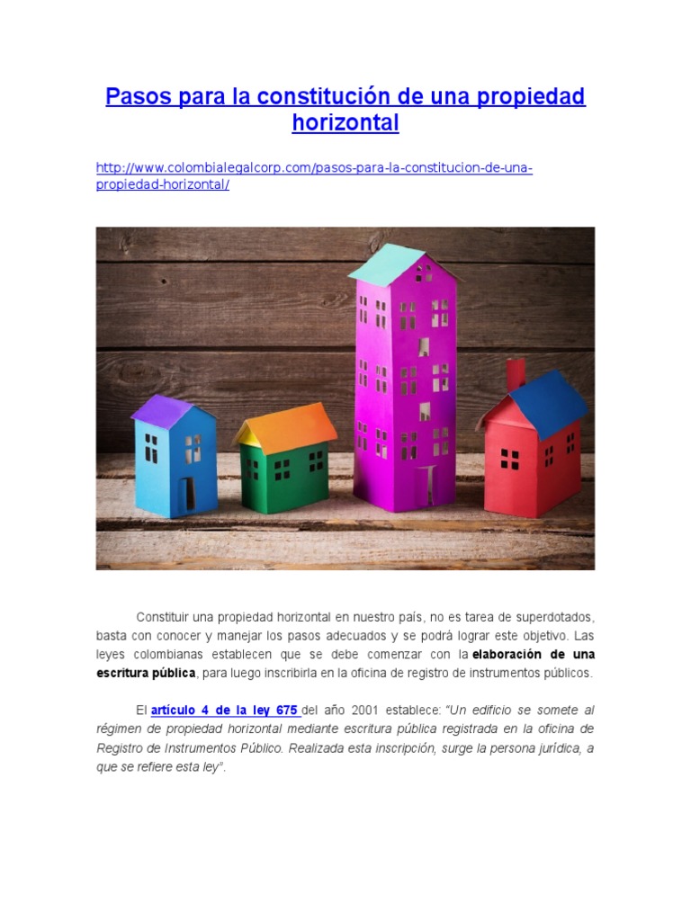 Pasos Para La Constitución de Una Propiedad Horizontal