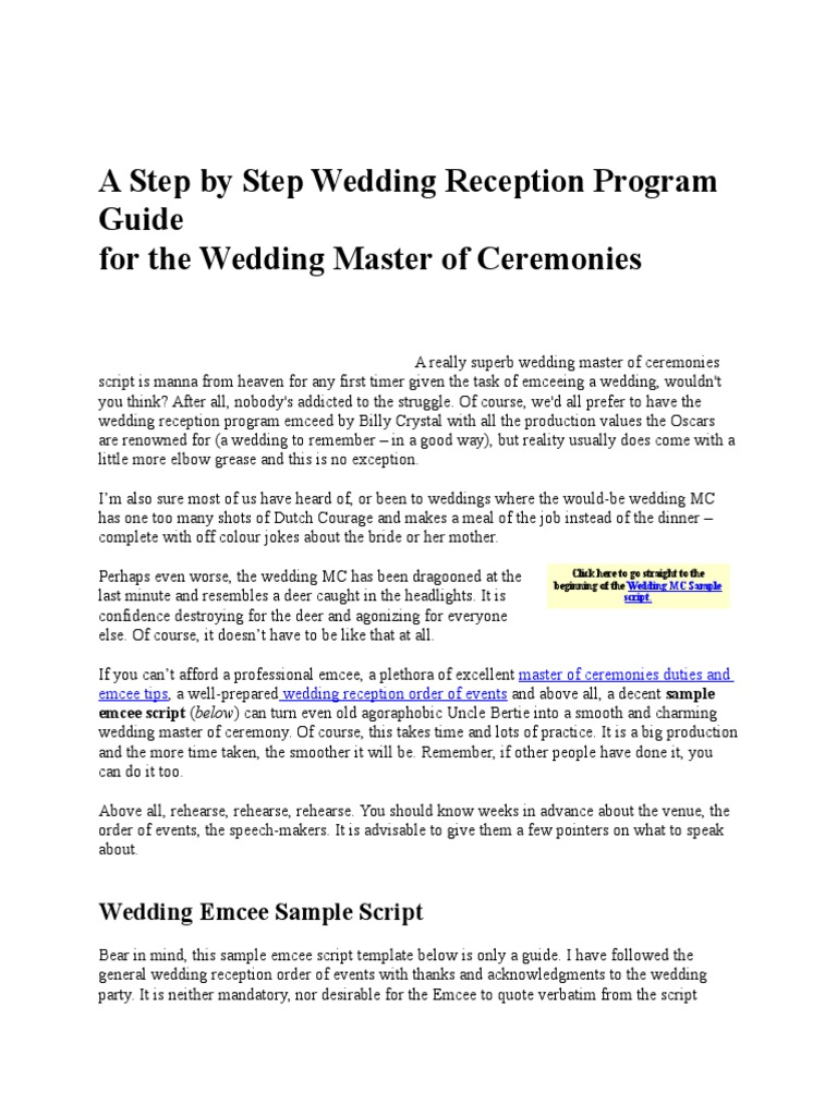 Wedding Program Script For Emcee Beloved Blog