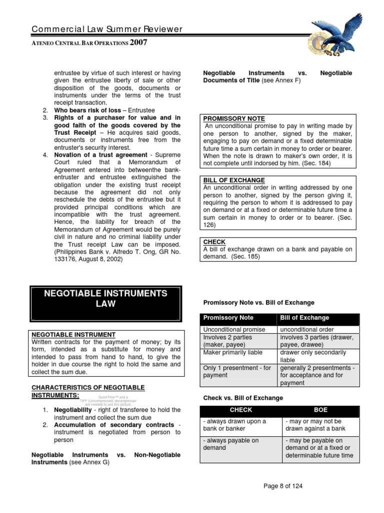 Commercial Law Review: Trusts & Instruments | PDF | Negotiable ...