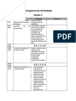 Cronograma de Actividades Sesión 2