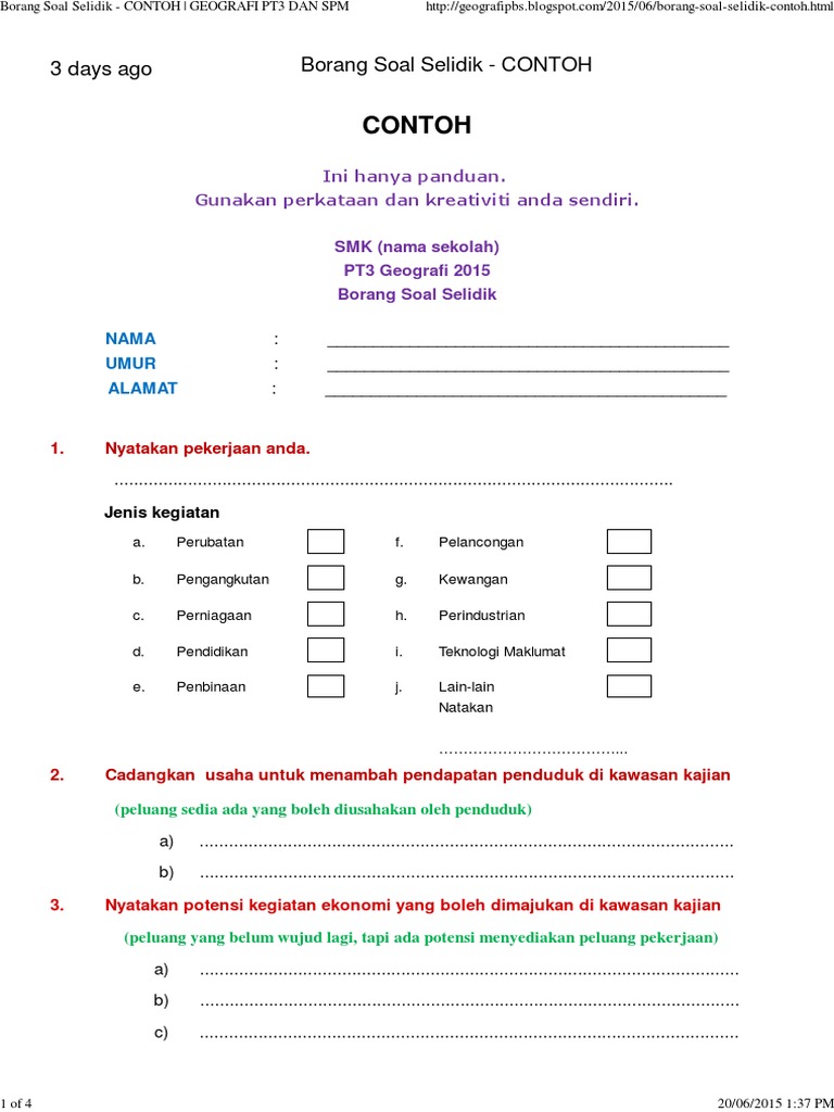 Borang Soal Selidik Pdf