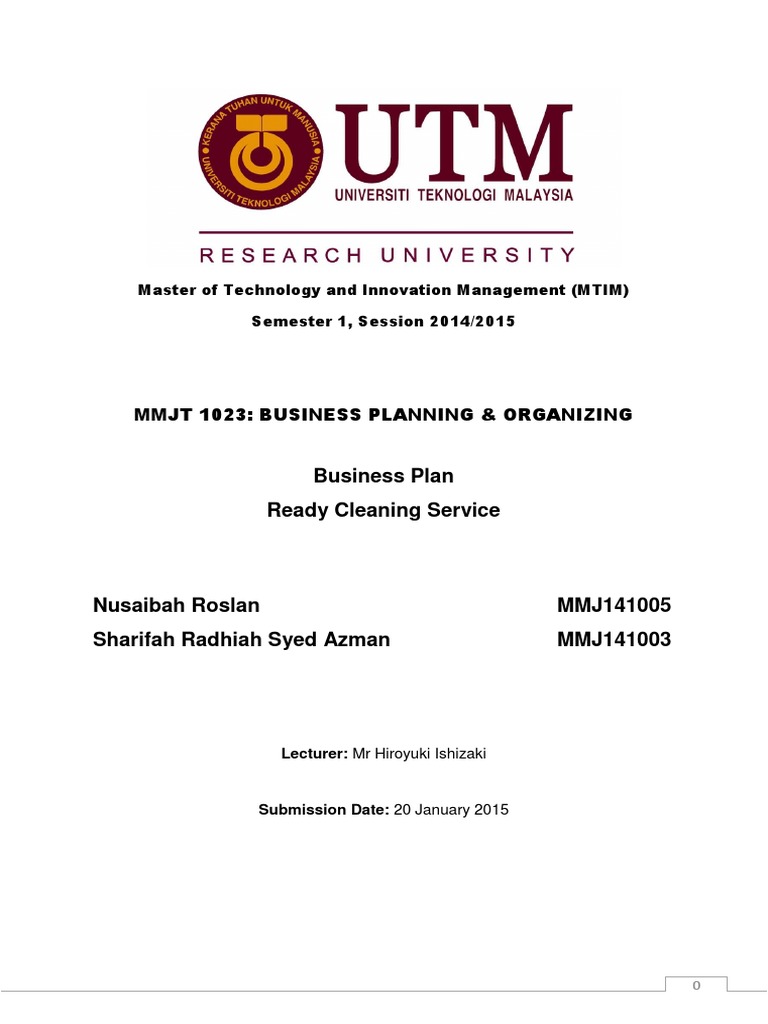 Business Plan Cleaning Service PDF Housekeeping Employment