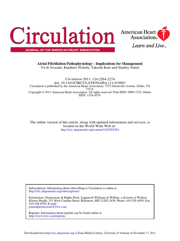 Pathophysiology of Atrial Fibrillation | PDF | Cardiac Arrhythmia ...