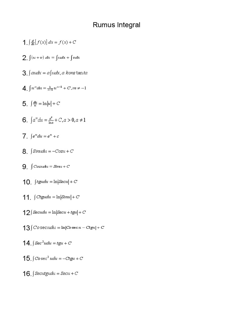 Rumus Integral | PDF