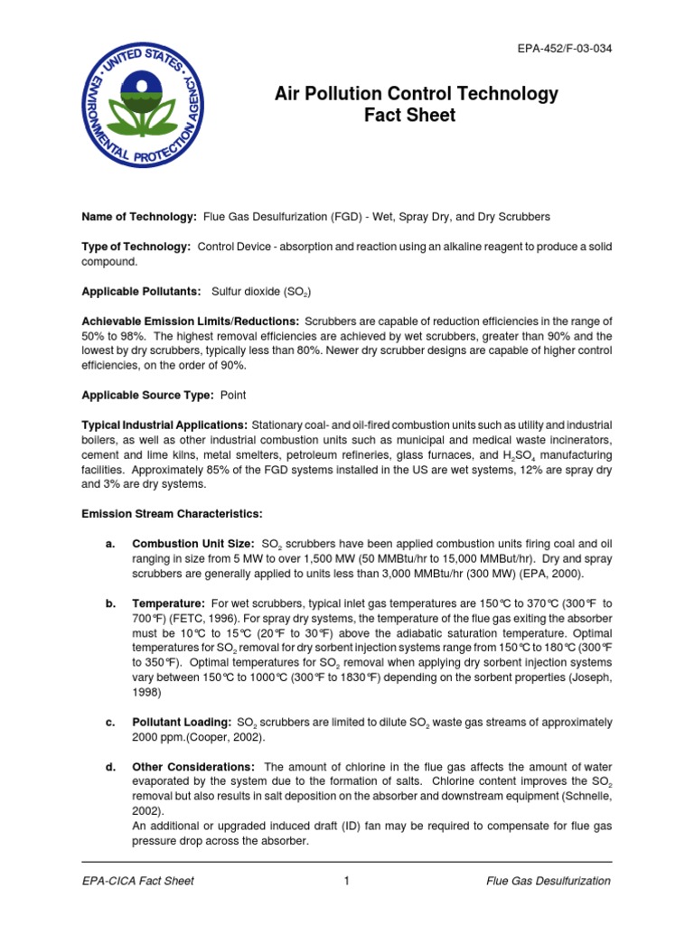 Flue Gas Desulfurization Technologies | PDF | Chemical Process ...