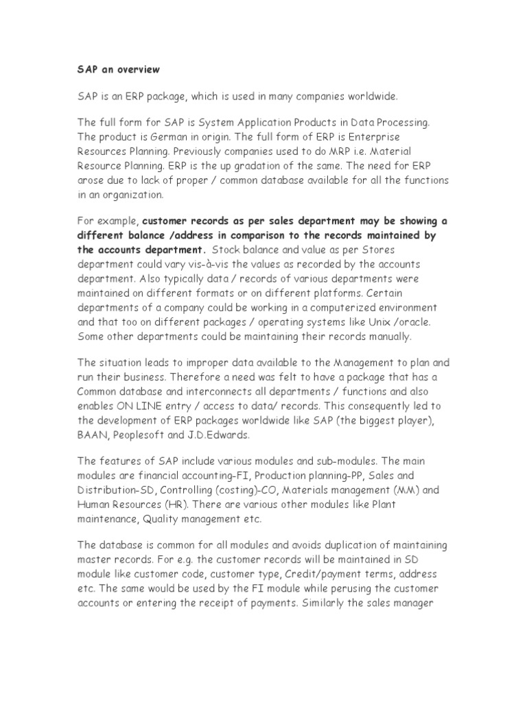 SAP An Overview | PDF | Debits And Credits | Enterprise Resource Planning