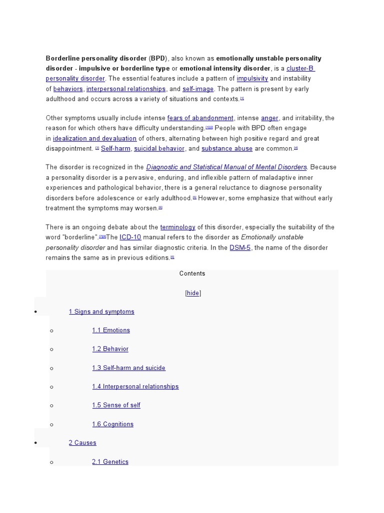 Understanding Borderline Personality Disorder | PDF | Borderline ...