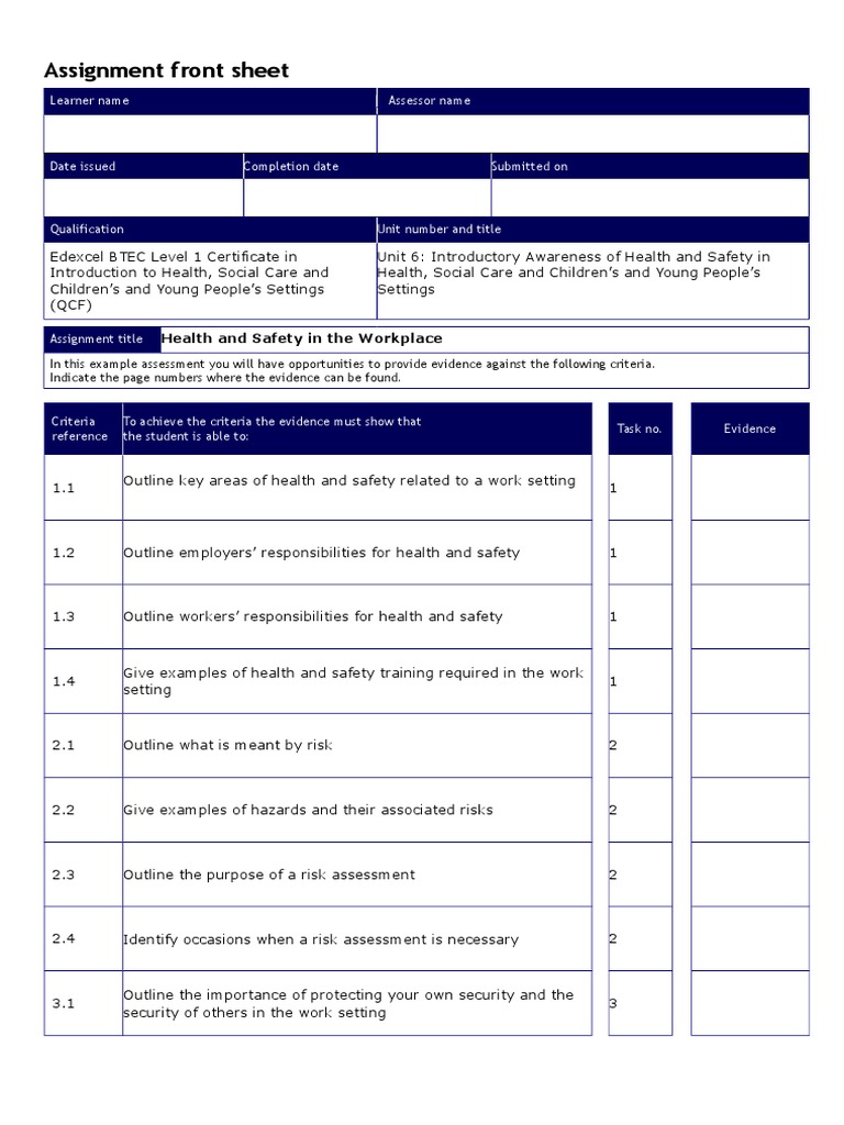 Health and Safety in Care Settings | PDF | Occupational Safety And ...