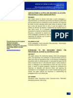 Ampliaciones A La Ética Del Discurso: La Acción Pedagógica Como Quehacer Ético