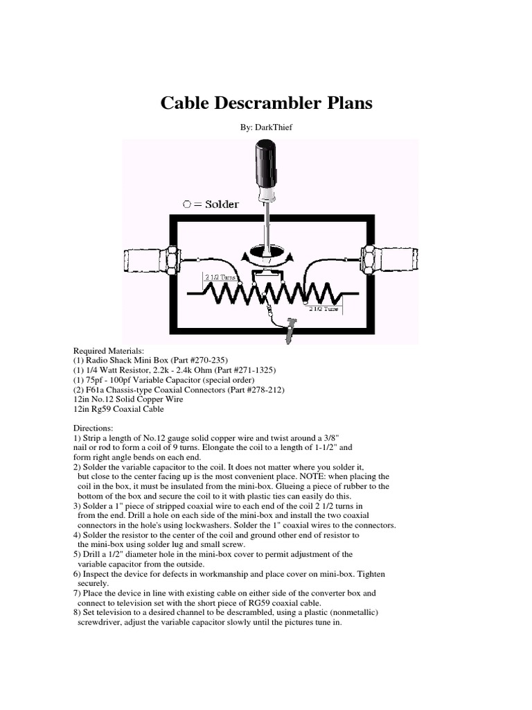 How To Build A Cable TV Descrambler Box PDF