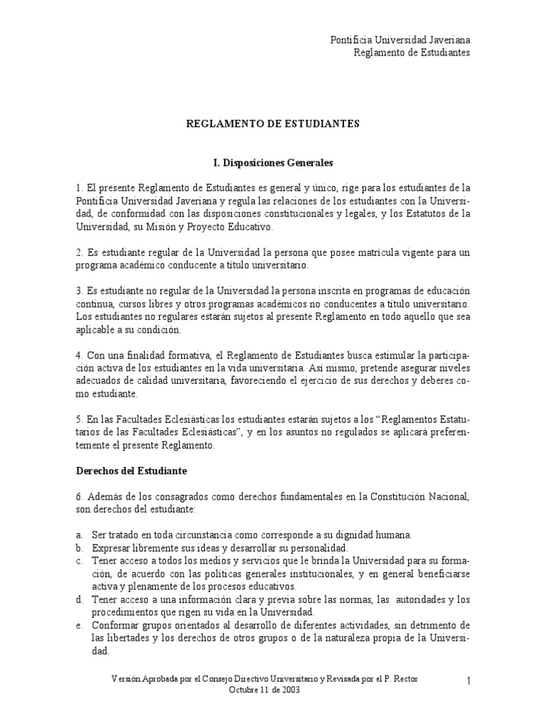 Reglamento de Estudiantes Universidad Prueba (evaluación)