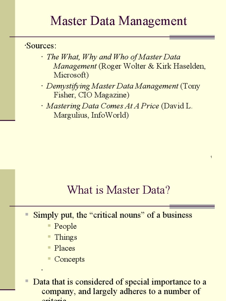 Master Data Management Presentation Pdf Service Oriented