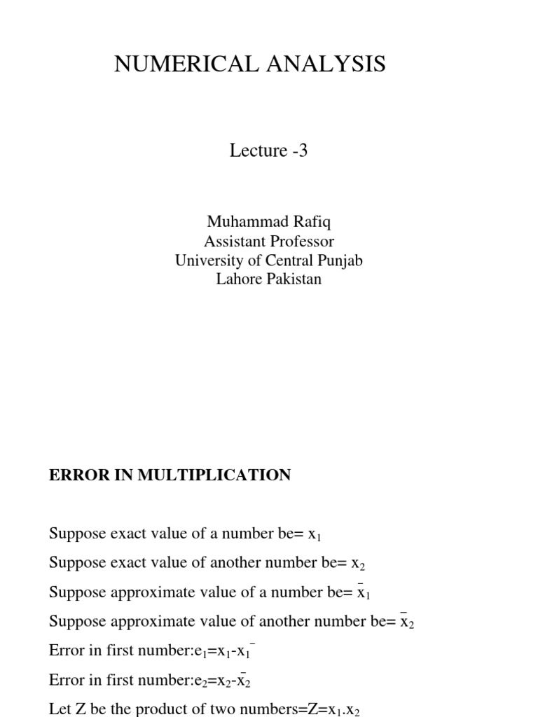 Numerical Analysis Lecture 3 PDF Discrete Mathematics