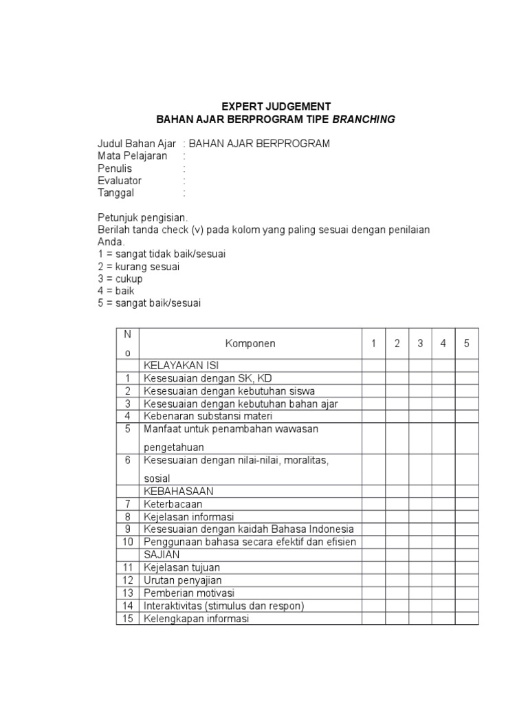 Format Penilaian Expert Judgement | PDF