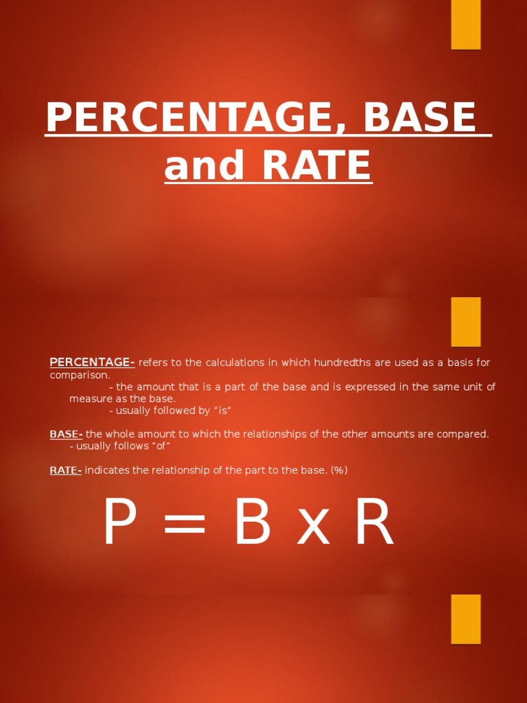 Percentage, Base and RATE | PDF | Discounts And Allowances | List Price