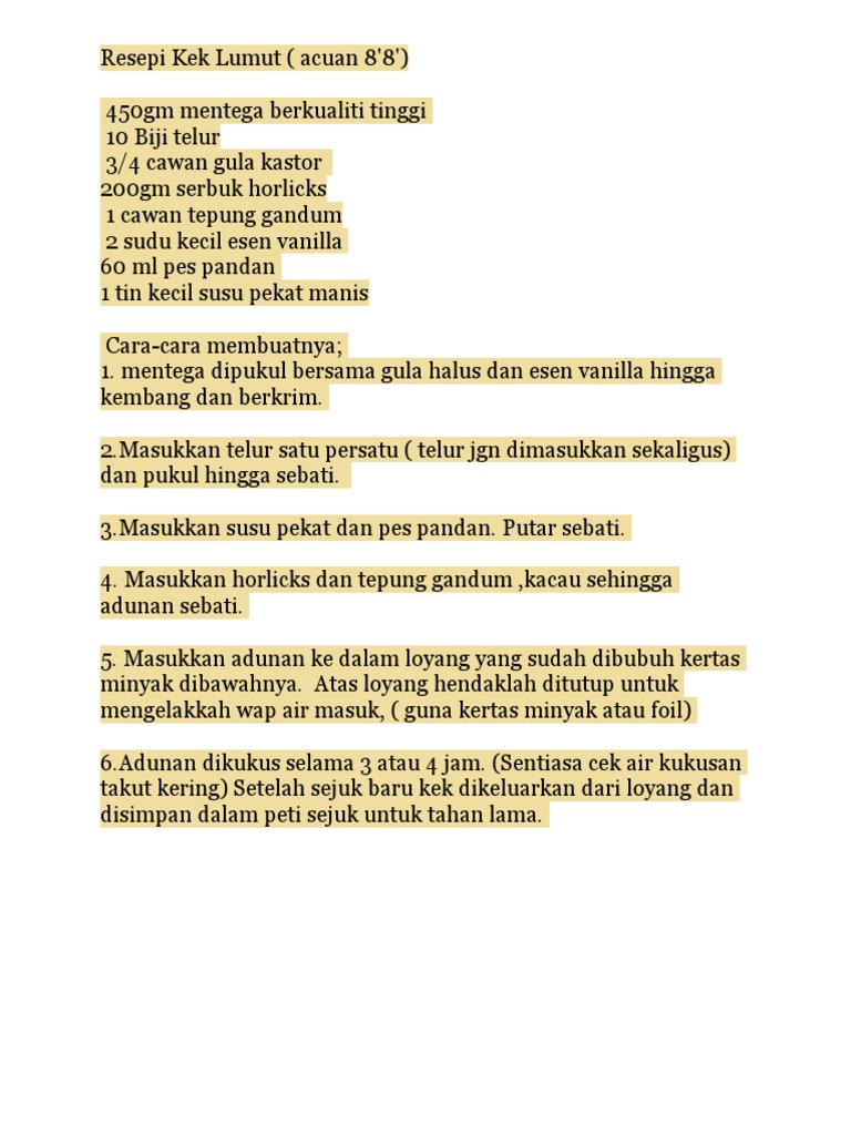 Contoh Karangan Cara-cara Nak Membuat Kek
