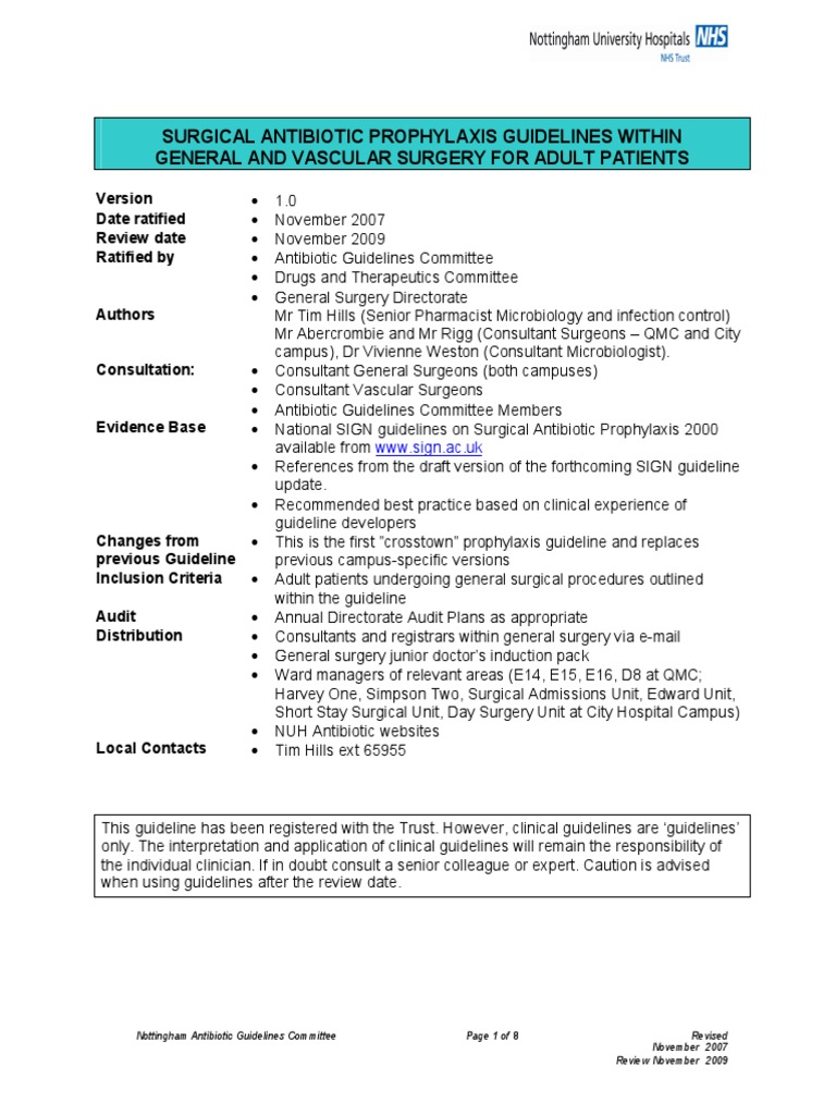 Surgical Antibiotic Guidelines | PDF | Surgery | Methicillin Resistant ...