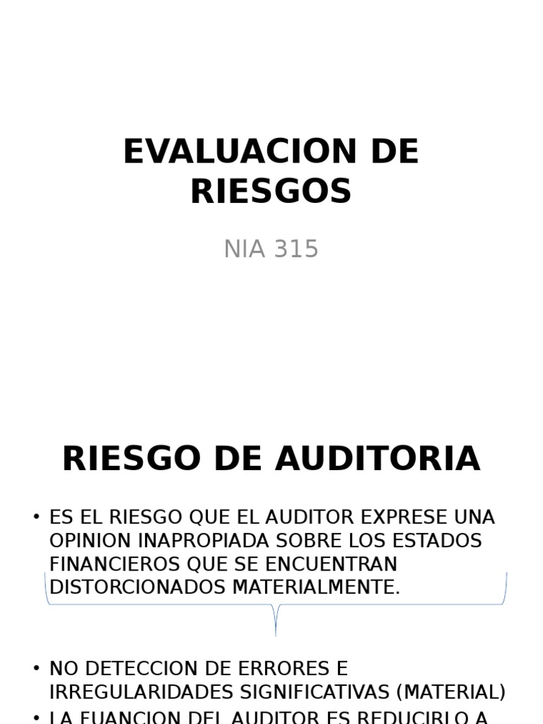 Evaluación de Riesgos en Auditoría NIA 315 | PDF | Auditoría | Contabilidad